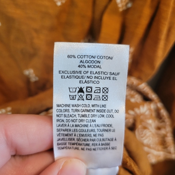 Lucky Brand Brown Long Sleeve Boho Peasant Top - Picture 5 of 5